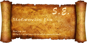 Stefanovics Eta névjegykártya